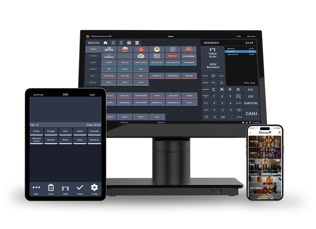 EPoS, phone and tablet showing software