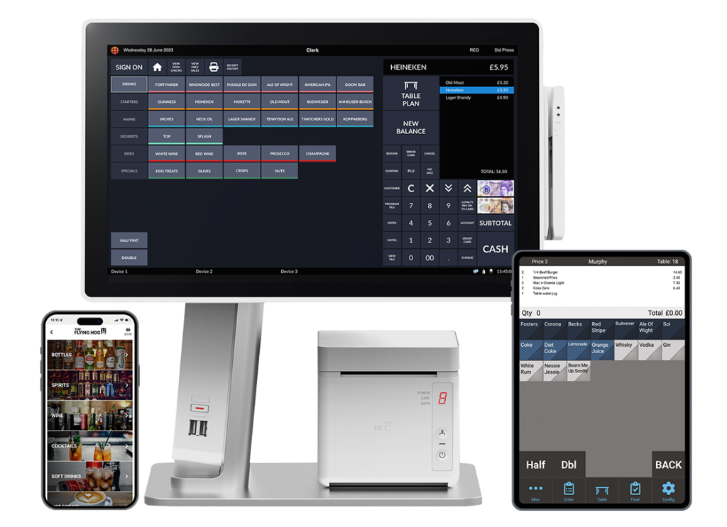 EPoS, phone and tablet showing software